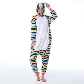 Pajamas Flannel Cartoon One-piece Pajama In Stock Animal Starry Sky Tianma Couple Homewear (Option: Colorful Cat-125/140)